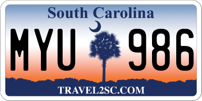 SC license plate MYU986