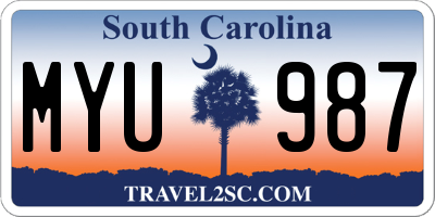 SC license plate MYU987