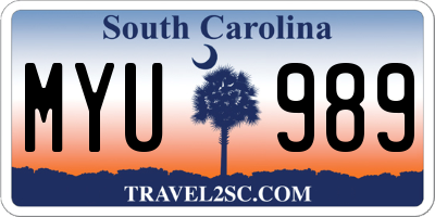 SC license plate MYU989