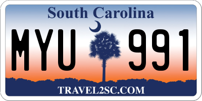 SC license plate MYU991