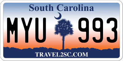 SC license plate MYU993