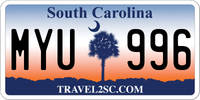 SC license plate MYU996