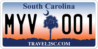 SC license plate MYV001