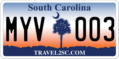 SC license plate MYV003