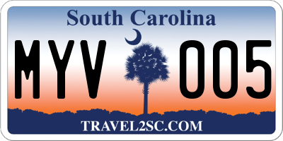 SC license plate MYV005