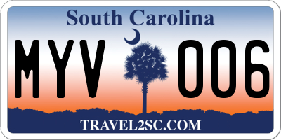 SC license plate MYV006