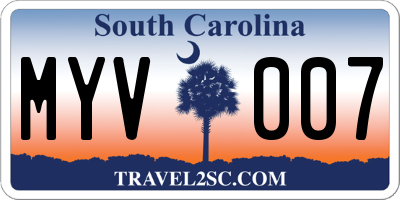 SC license plate MYV007