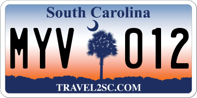 SC license plate MYV012