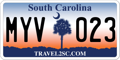 SC license plate MYV023