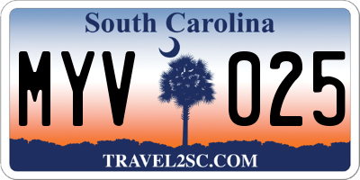 SC license plate MYV025
