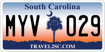 SC license plate MYV029