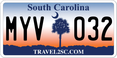 SC license plate MYV032