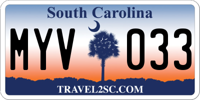 SC license plate MYV033