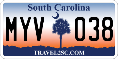 SC license plate MYV038