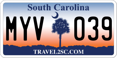 SC license plate MYV039