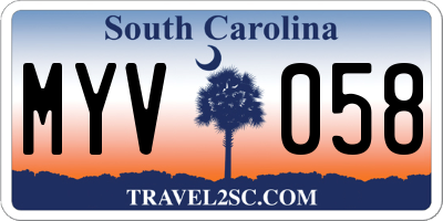 SC license plate MYV058