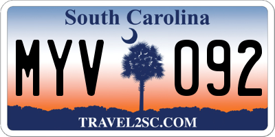 SC license plate MYV092