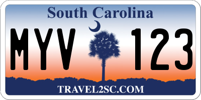 SC license plate MYV123