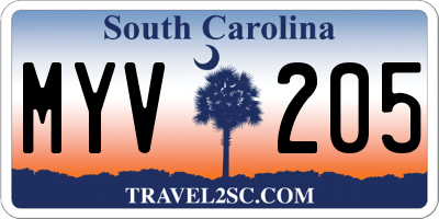 SC license plate MYV205
