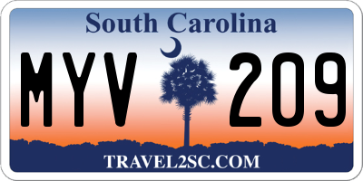 SC license plate MYV209