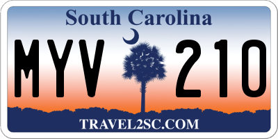 SC license plate MYV210