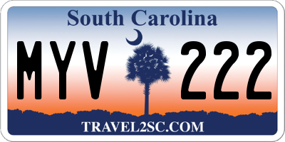 SC license plate MYV222