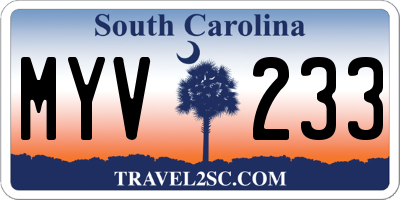 SC license plate MYV233