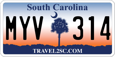 SC license plate MYV314