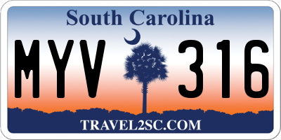 SC license plate MYV316