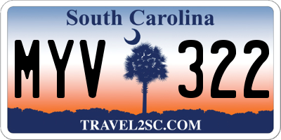 SC license plate MYV322