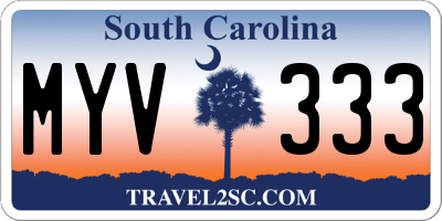 SC license plate MYV333