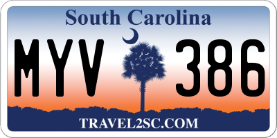 SC license plate MYV386