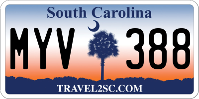 SC license plate MYV388