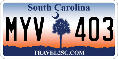SC license plate MYV403