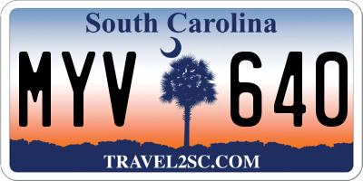 SC license plate MYV640