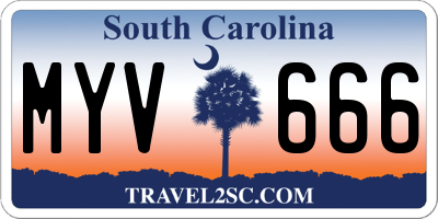 SC license plate MYV666