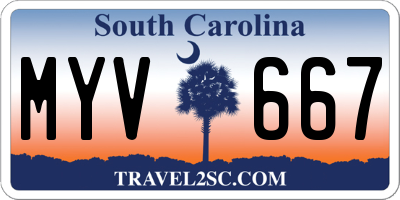 SC license plate MYV667