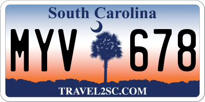 SC license plate MYV678