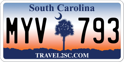 SC license plate MYV793