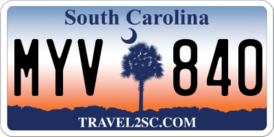 SC license plate MYV840