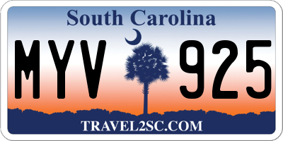 SC license plate MYV925