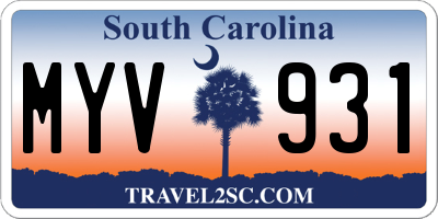 SC license plate MYV931