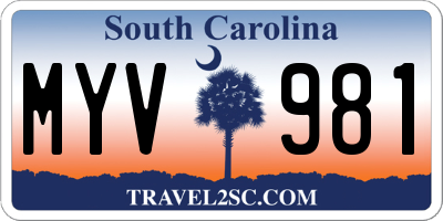 SC license plate MYV981