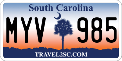 SC license plate MYV985