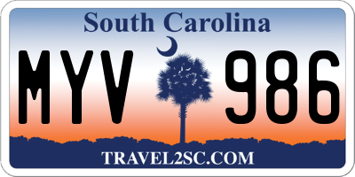 SC license plate MYV986