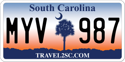 SC license plate MYV987