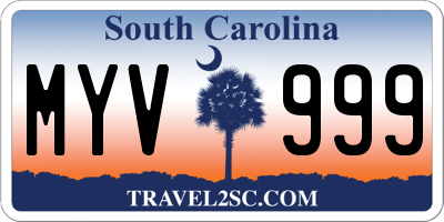SC license plate MYV999