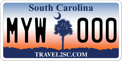 SC license plate MYW000