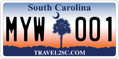 SC license plate MYW001