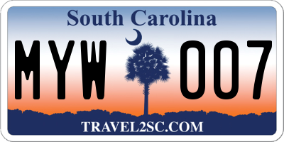 SC license plate MYW007